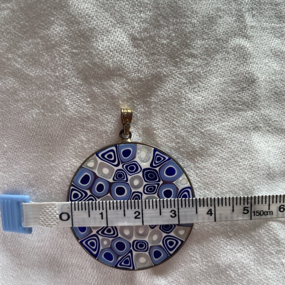 Antica Murrina Veneziana Murano Glass Pendant Blue Millefiori, Asymmetrical LG - Picture 4 of 4